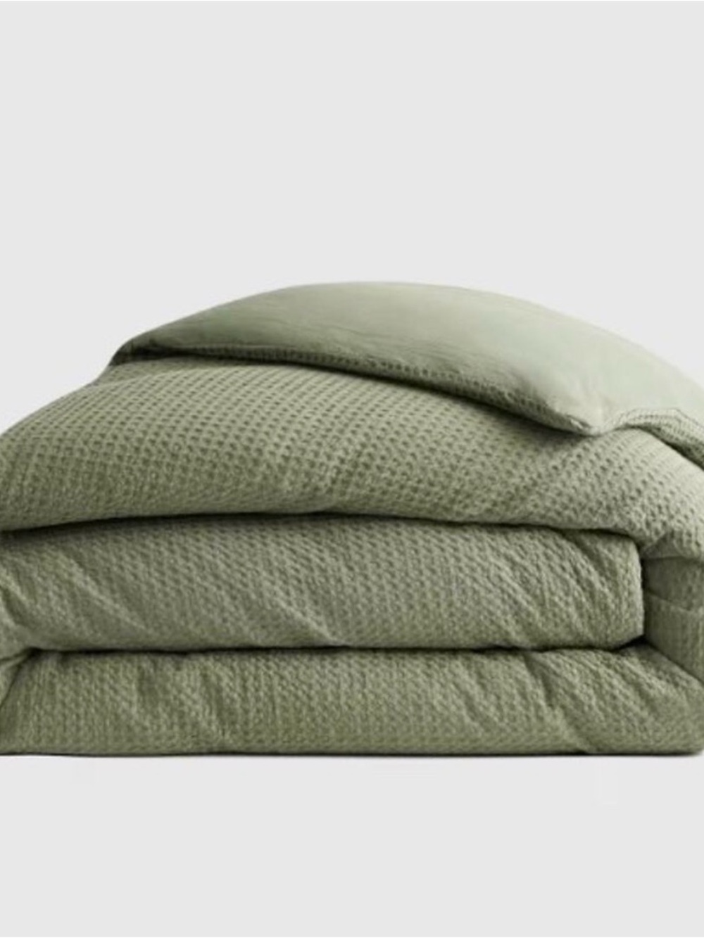 New Quince Queen Organic Luxe Honeycomb Duvet Cover only in Olive